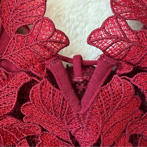 Free People Lace Bralette in Burgundy | Size M - Picture 5 of 8
